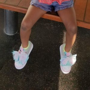 Twinkle Toes Skechers with Multi color bow.
